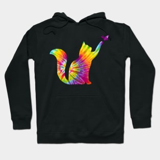 Tie Dye Cat Retro Pattern Hoodie